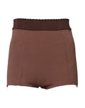 Women's Brown Viscose High Waisted Hot Pants Shorts Silk Nylon Elastane