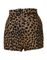 Women's Brown Leopard High Waisted Hot Pants Shorts