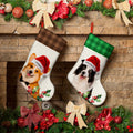 Sombrero de Papá Noel Personalizado Pintura al Óleo Foto Candy Christmas Stocking with Name Christmas Decor Party Gift for Pet Lovers