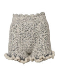 Women's Metallic Bouclé Knit Cashmere Ruffled Shorts White