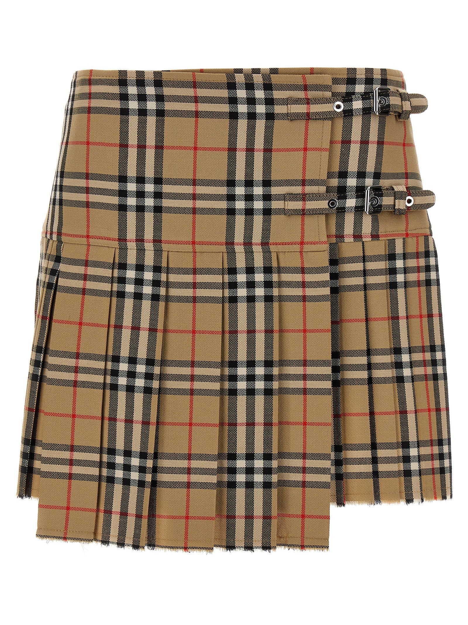 Burberry Burberry Check Wool Kilt — Camel