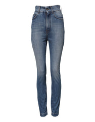 Women's Blue Washed Skinny High Waist Denim Jeans Light Cotton Elastane Clothing