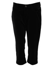 Women's Black Cotton Skinny Capri Cropped Denim Jeans Clothing