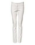 Women's White Polyurethane High Waist Tapered Pants Viscose