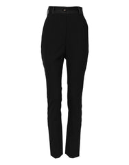Women's Black Wool High Waist Skinny Pants