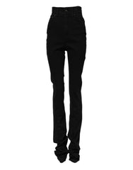 Women's Black Cotton High Waist Skinny Denim Jeans Clothing