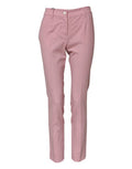 Women's Pink Wool High Waist Tapered Pants Virgin Elastane
