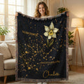 Personalizado signo del zodiaco constelación nacimiento flor suave manta con nombre y borla decoración del hogar cumpleaños aniversario regalo para la familia amigo
