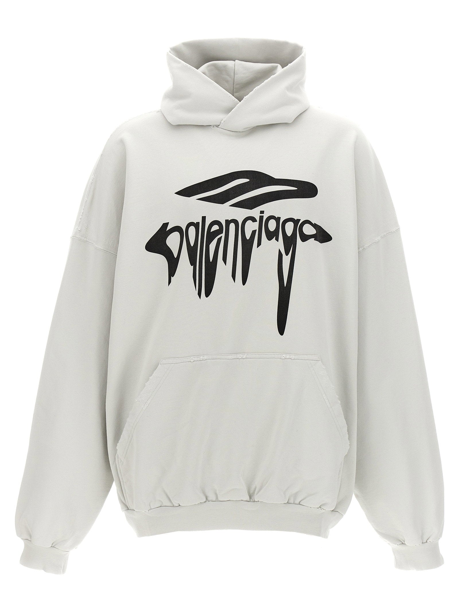 Balenciaga Liquefied Logo Print Hoodie — Off-White