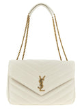Saint Laurent Loulou Shoulder Bag — Cream
