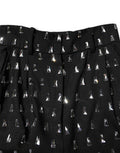 Women's Black Crystal Embellished Wide Leg Pants Virgin Wool Elastane