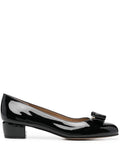 Ferragamo Bow-Embellished Patent Pump — Black
