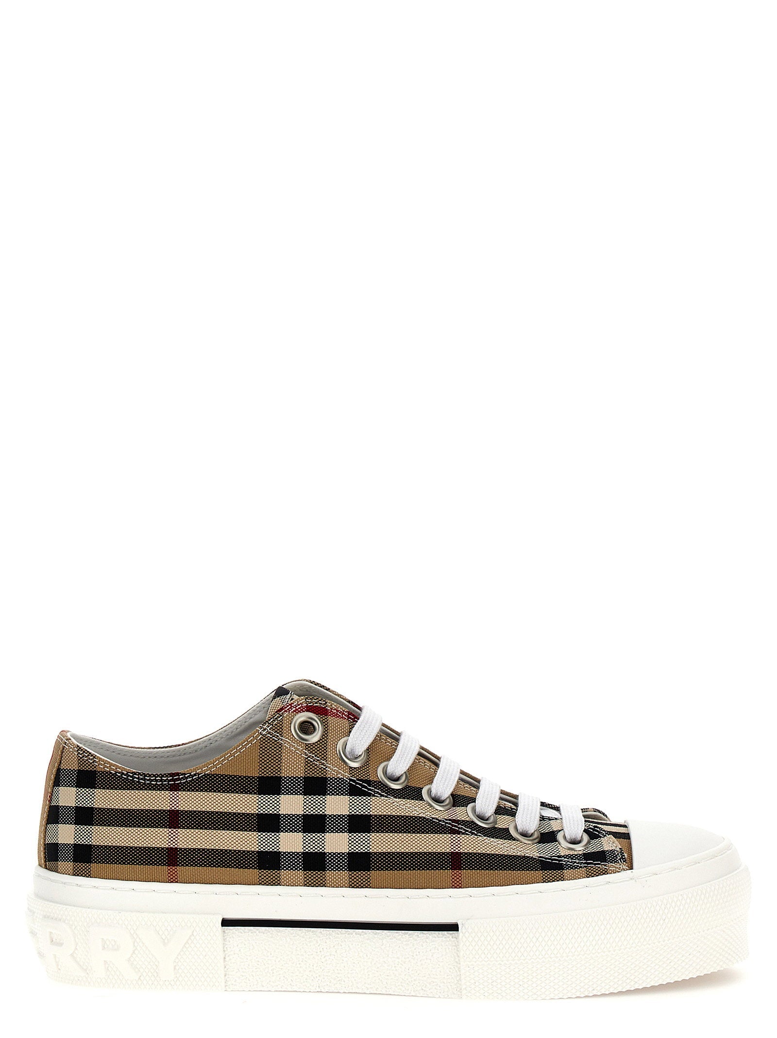 Burberry Check Canvas Sneaker — Tan