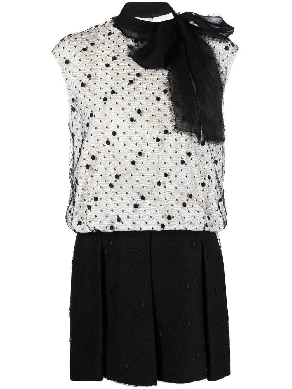 Valentino Pussy-Bow Polka Dot Dress — White