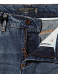 Women's Blue Cotton Tattered Mid Waist Denim Jeans Clothing