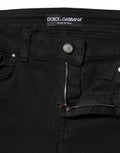 Women's Black Cotton Logo Skinny Midwaist Denim Jeans Elastane Clothing