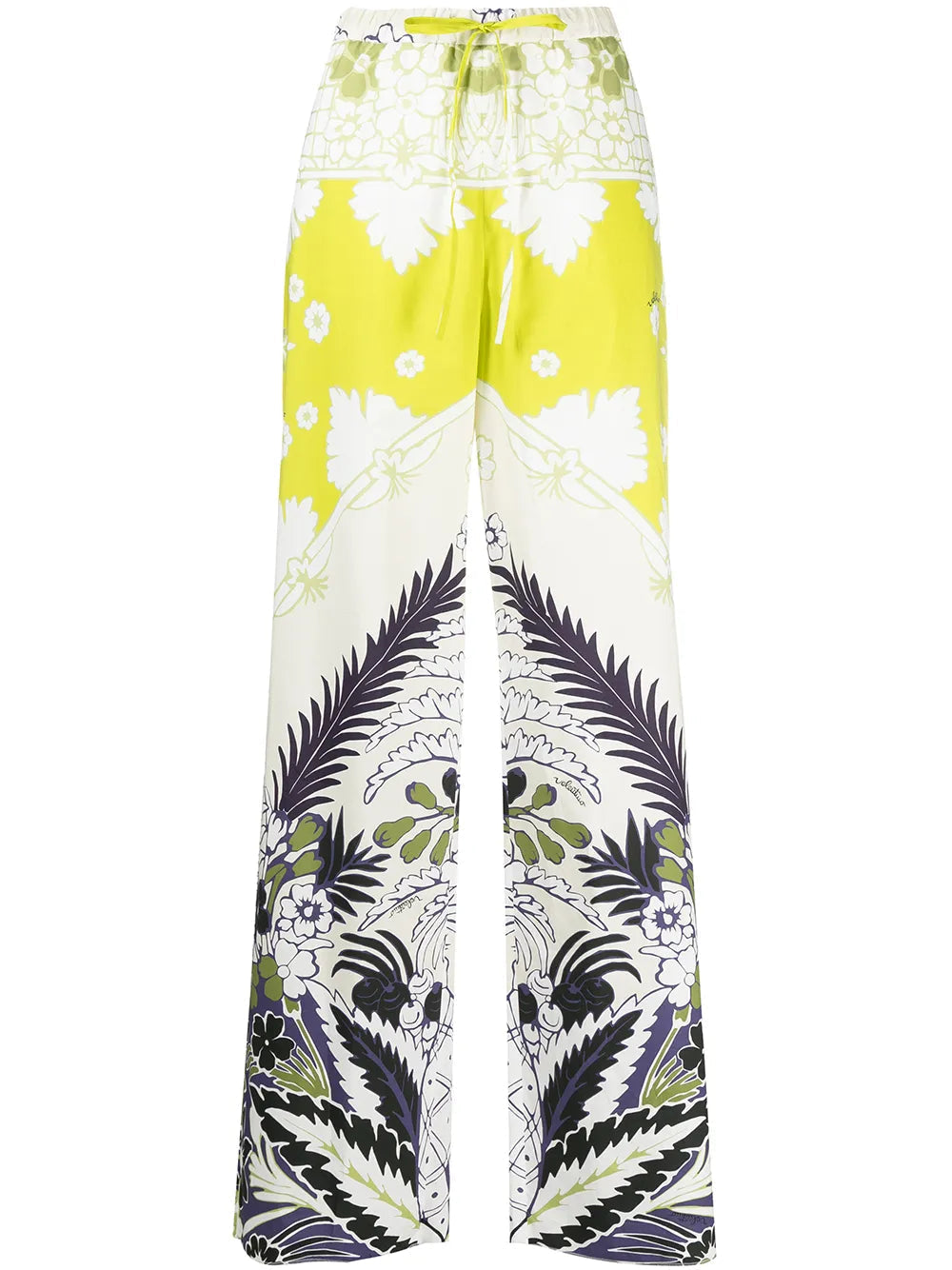 Valentino Floral-Print Trousers — Yellow