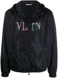 Valentino Logo Hooded Jacket — Black