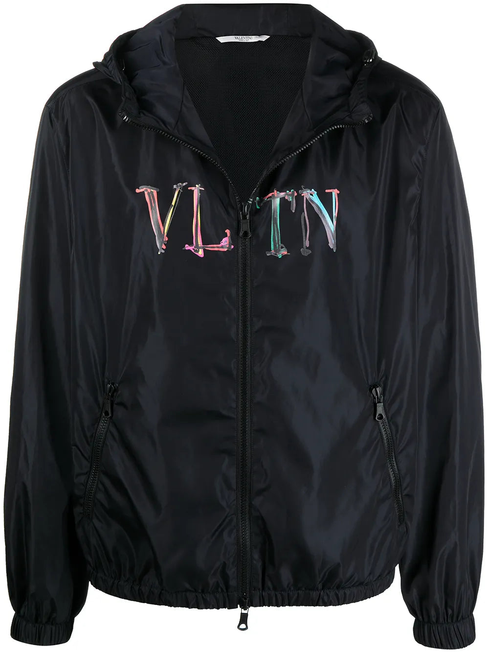 Valentino Logo Hooded Jacket — Black