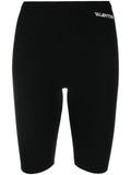 Valentino Logo-Embroidered Biker Shorts — Black