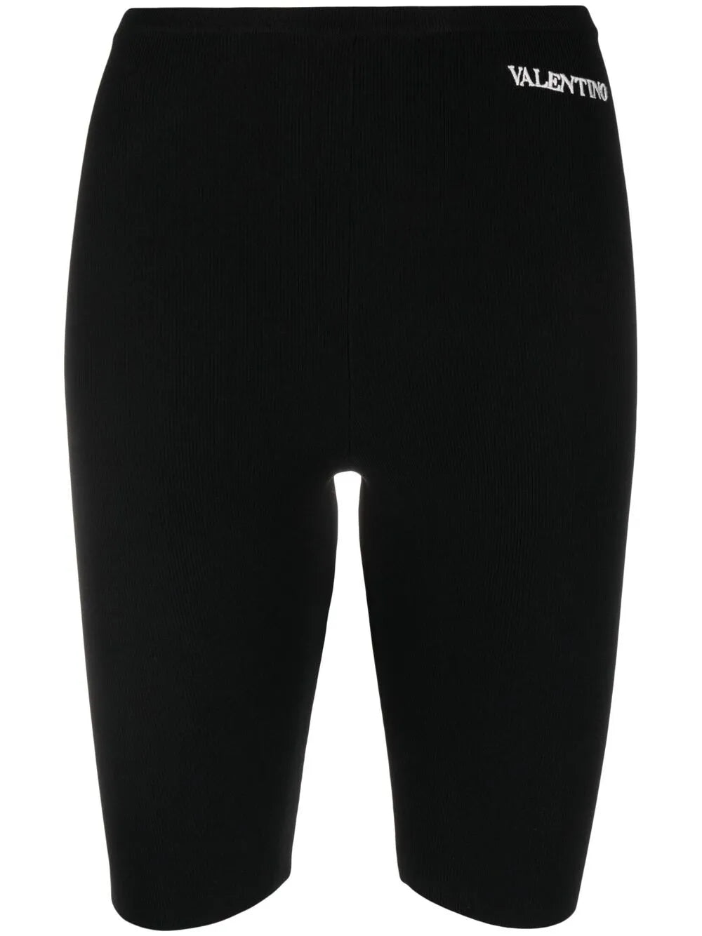 Valentino Logo-Embroidered Biker Shorts — Black