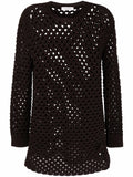 Valentino Open-Knit Cotton Sweater — Black