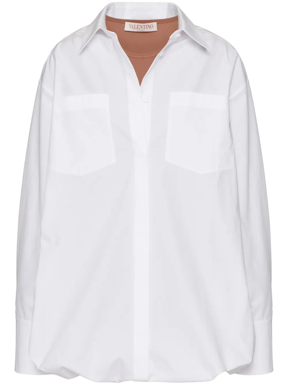 Valentino Layered Cotton-Poplin Shirt — White