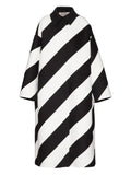 Valentino Diagonal Stripe Virgin Wool-Cashmere Coat — Black