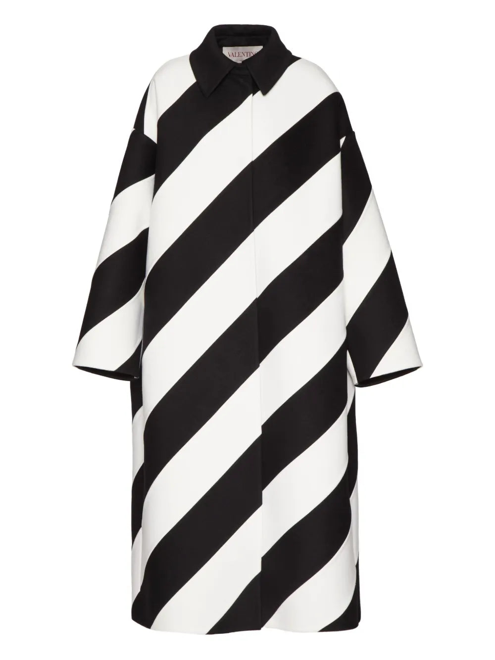 Valentino Diagonal Stripe Virgin Wool-Cashmere Coat — Black