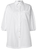 Valentino Puff-Sleeve Poplin Shirt — White