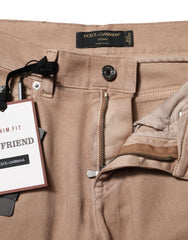 Women's Cotton-Elastane Boyfriend Jeans Brown