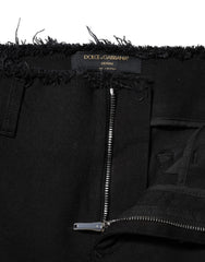 Women's Black Cotton Mid Waist Flared Denim Jeans Clothing