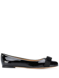 Ferragamo Patent Leather Ballerina Flat — Black