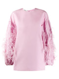 Valentino Feathered Sleeve Blouse — Pink