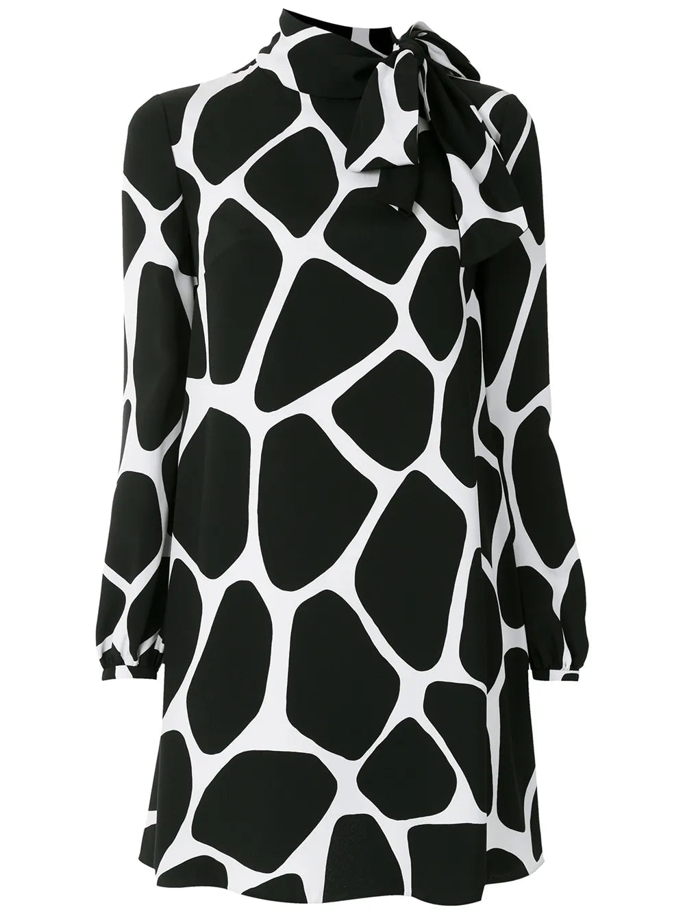 Valentino Giraffe Print Silk Dress — Black