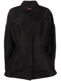 Valentino Gathered-Detail Faille Shirt Jacket — Black