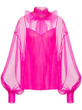 Valentino Bow-Detail Organza Silk Blouse — Pink