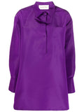 Valentino Silk Button-Up Blouse — Purple