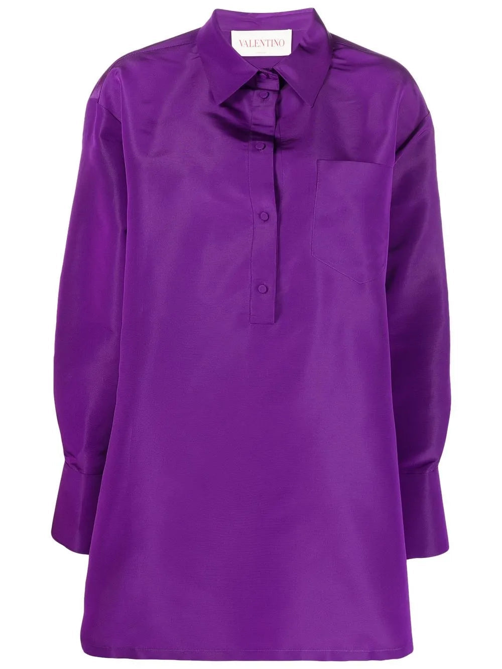 Valentino Silk Button-Up Blouse — Purple