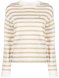 Valentino Metallic-Striped Virgin Wool Sweater — White