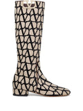 Valentino Garavani VLogo Print Boot — Beige