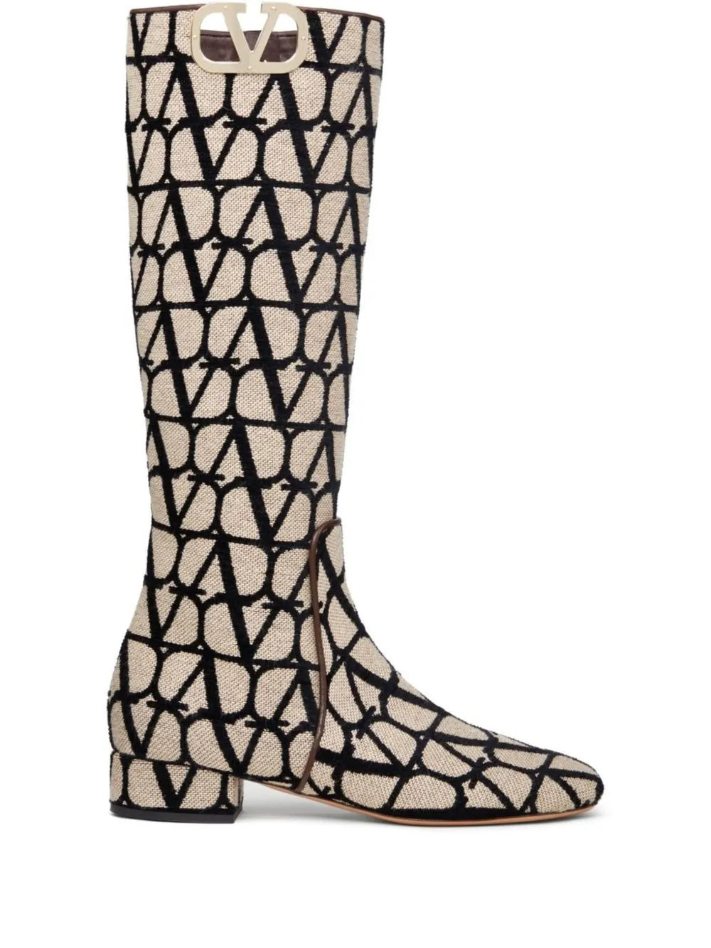Valentino Garavani VLogo Print Boot — Beige