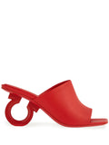 Ferragamo 70mm Sculpted-Heel Open-Toe Mule — Red