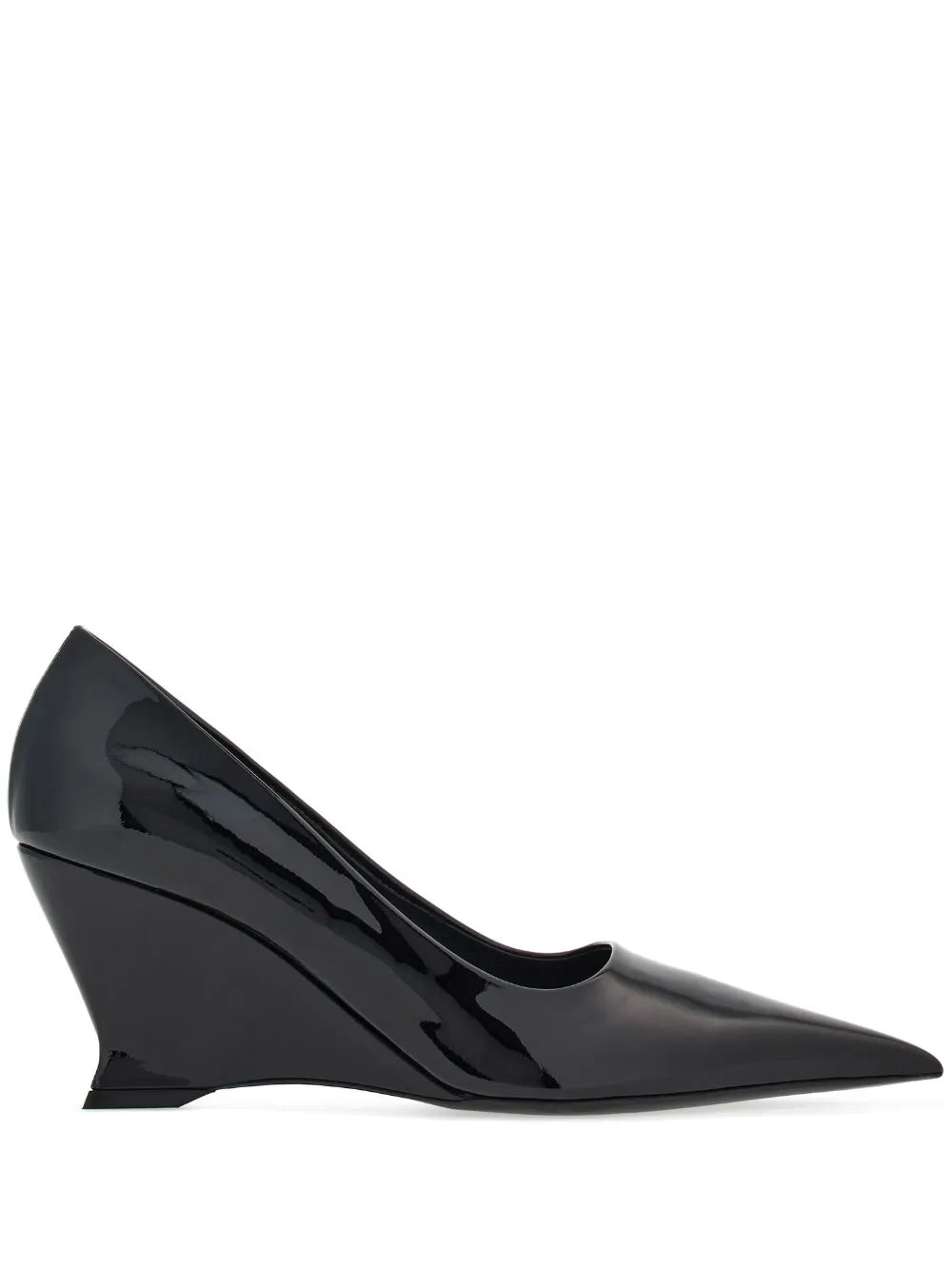 Ferragamo Patent Leather Wedge Pump — Black