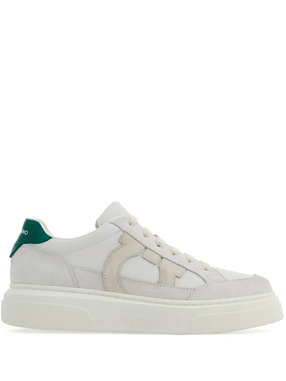 Ferragamo Gancini-Patch Sneaker — White