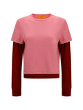 Guest In Residence Layered Two-Tone Sweater — Pink