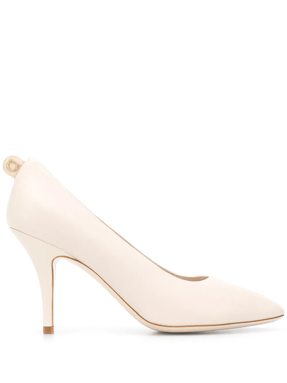 Ferragamo Pointed-Toe Leather Pump — White
