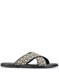 Ferragamo Gancini Logo-Printed Sandals — Black