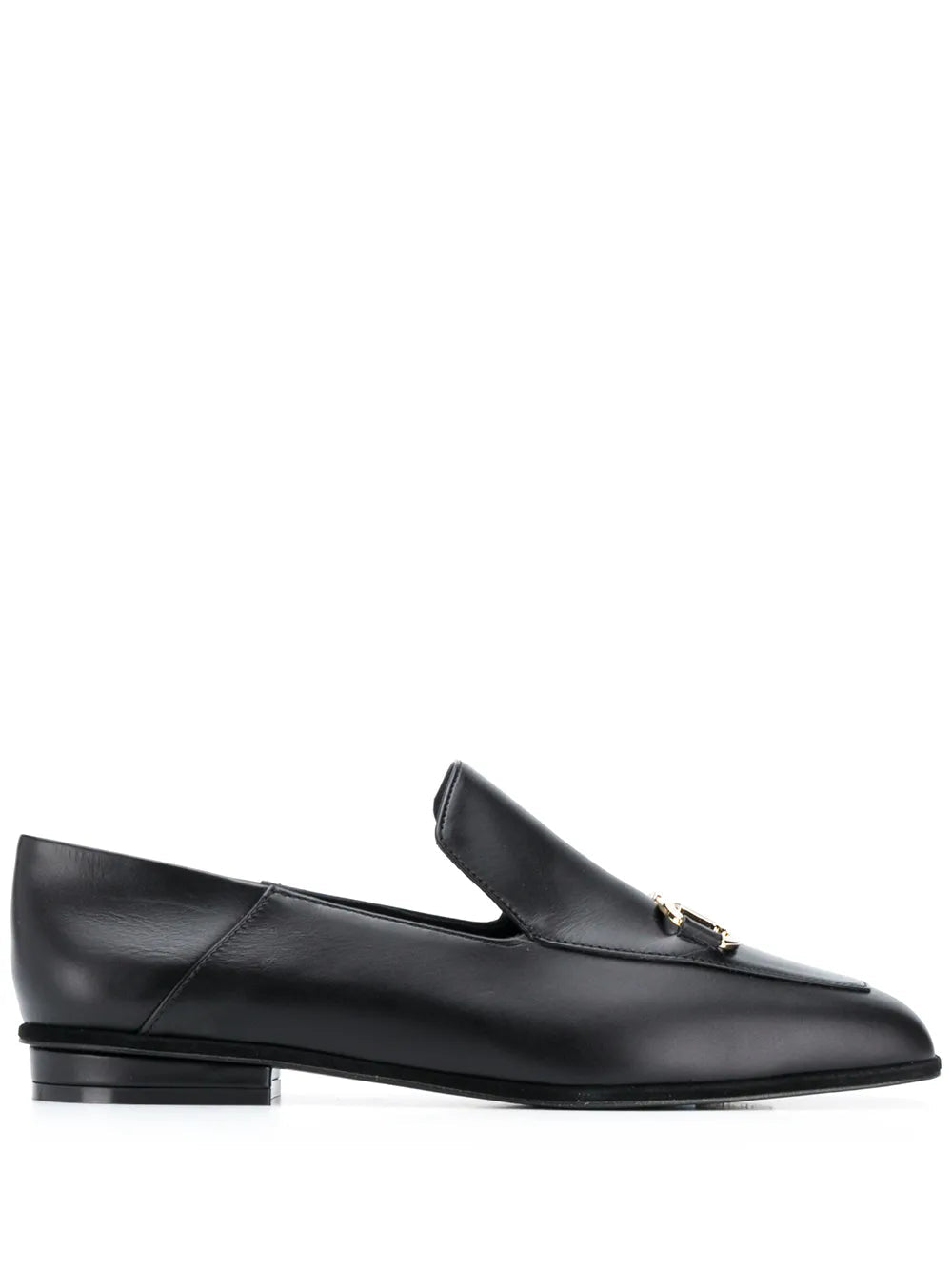 Ferragamo Square-Toe Leather Loafer — Black