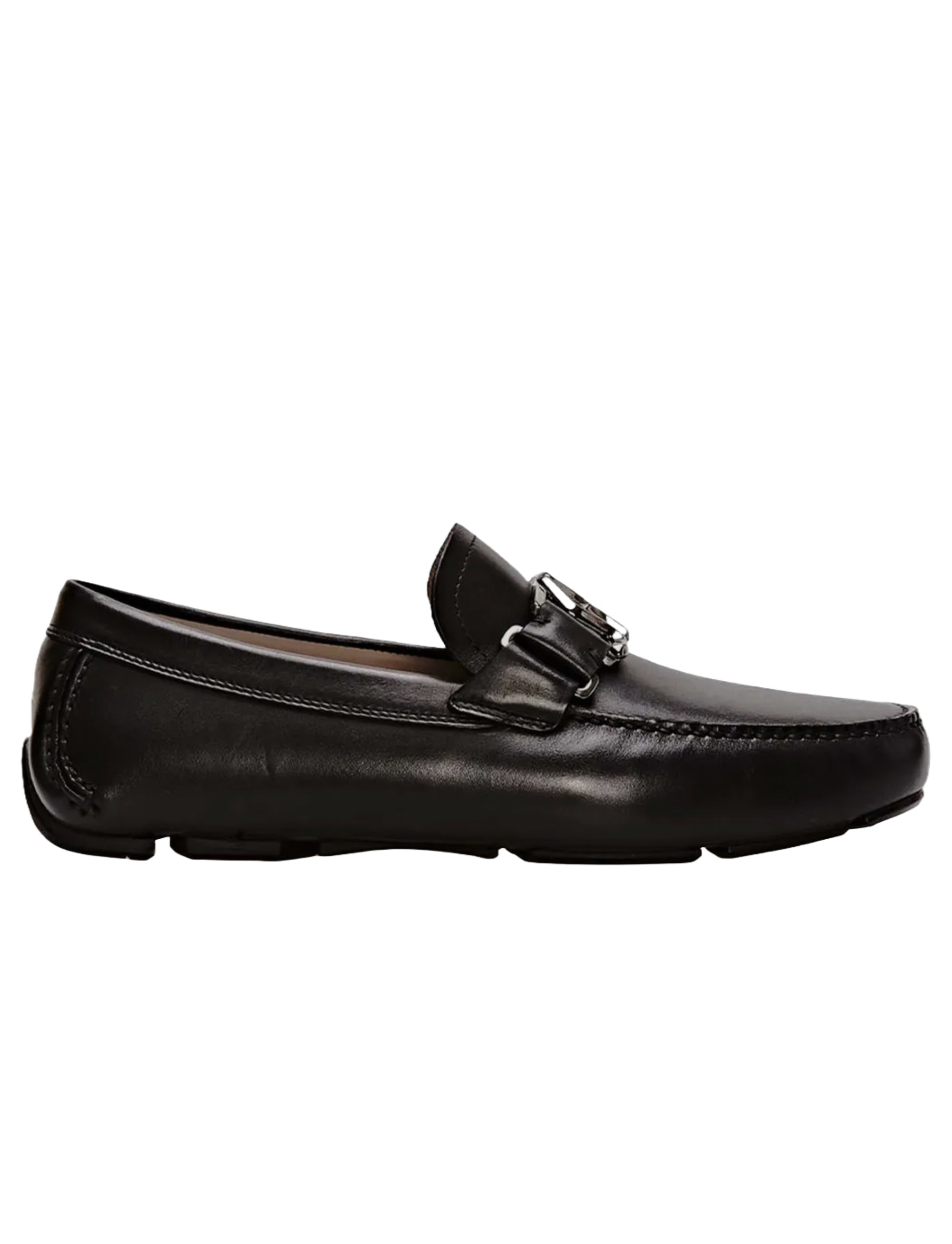 Ferragamo Leather Ornament Driver Loafer — Black